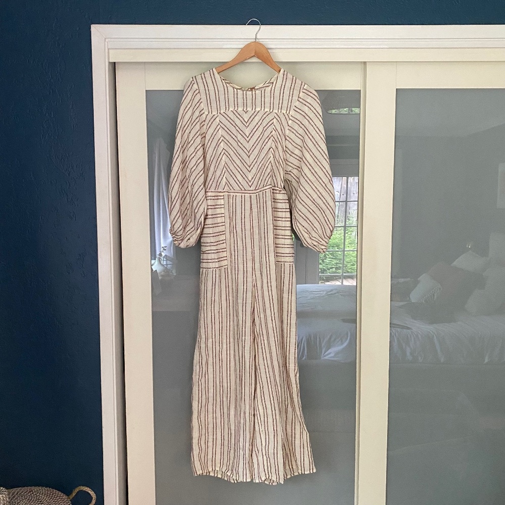 Free People Linen Embroidered Jumpsuit